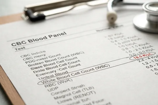 Medical lab report with abnormal blood work results that were negligent ignored by the physician.