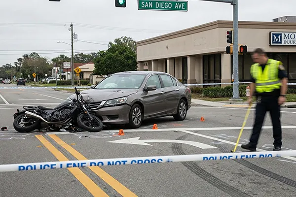 Police report citing CVC 21801 Failure to Yield as the primary cause of the motorcycle crash.