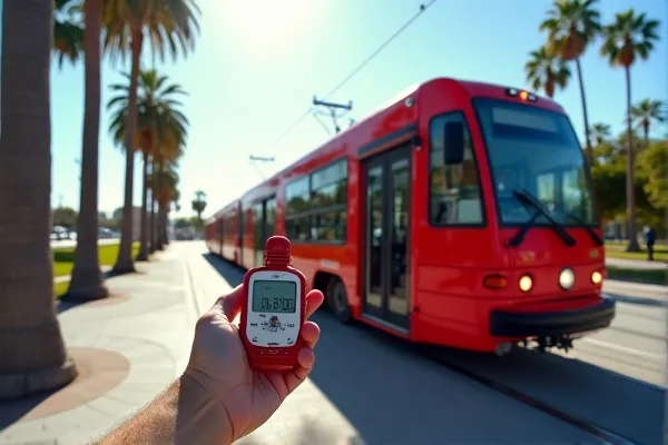 San Diego MTS Trolley at a station used as evidence in a 2026 government entity liability claim investigation.