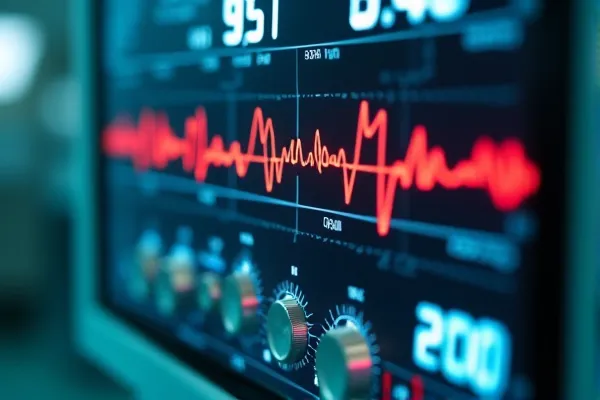 Anesthesia monitoring equipment displaying critical error during surgery.