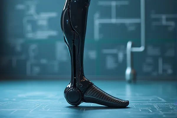 Advanced carbon fiber prosthetic leg illustrating the high cost of medical devices in amputation cases.