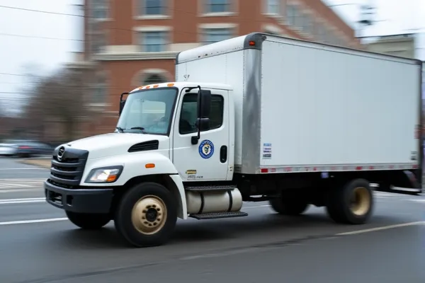 A city utility truck with a faded logo, representing the risk of missing the 6-month government claim deadline.