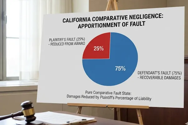 Apportionment of fault pie chart illustrating California's comparative negligence rules.