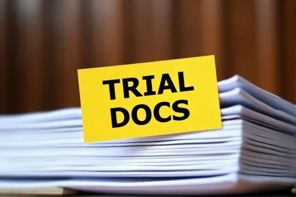 Medical evidence marked as trial exhibit for a personal injury lawsuit.