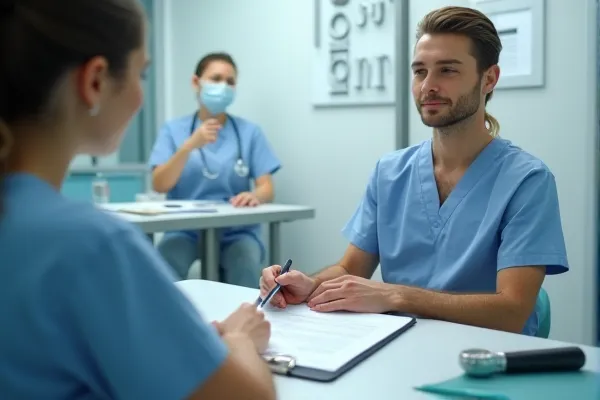 Nurse observer documenting a defense medical exam to protect the client's rights.