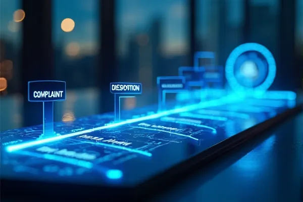 Step-by-step visual timeline of a California civil lawsuit from filing to trial.