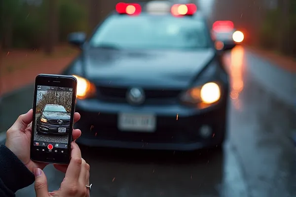 Taking photos of evidence and license plates immediately after a car accident.