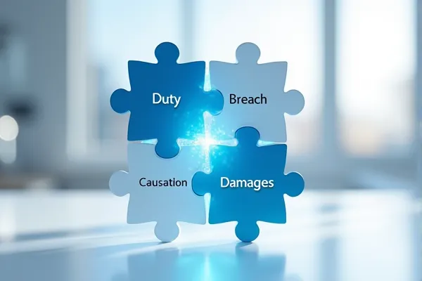 The four legal elements required to prove a personal injury negligence case.